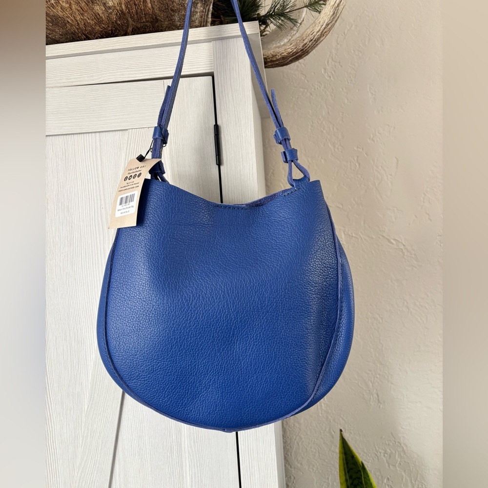 Portland Leather Med. Molino Blue Olivia Leather Shoulder Bag NWT - Picture 4 of 14